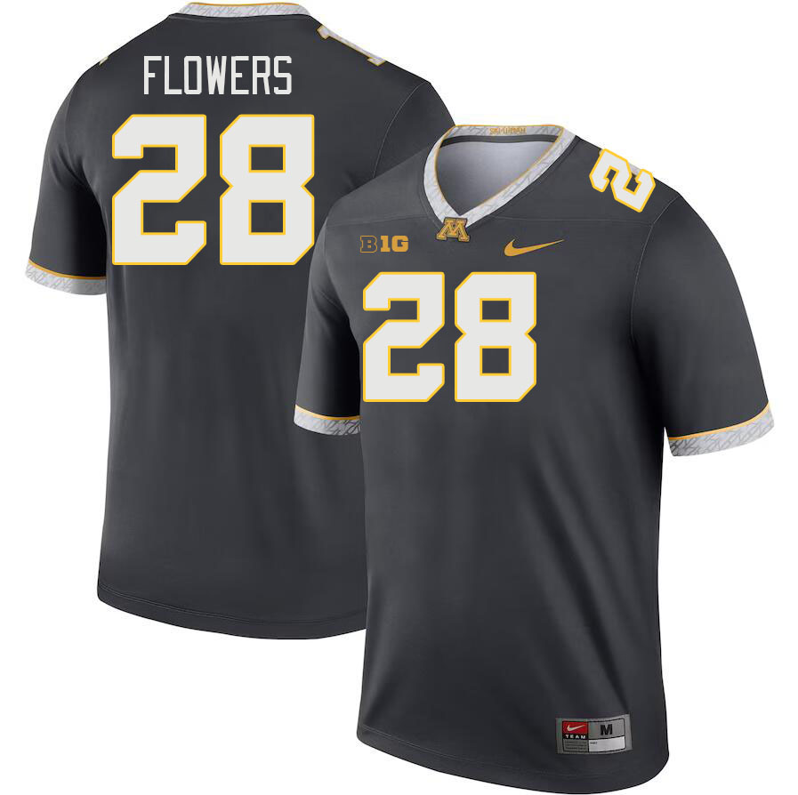 Men #28 Chris Flowers Minnesota Golden Gophers College Football Jerseys Stitched-Charcoal